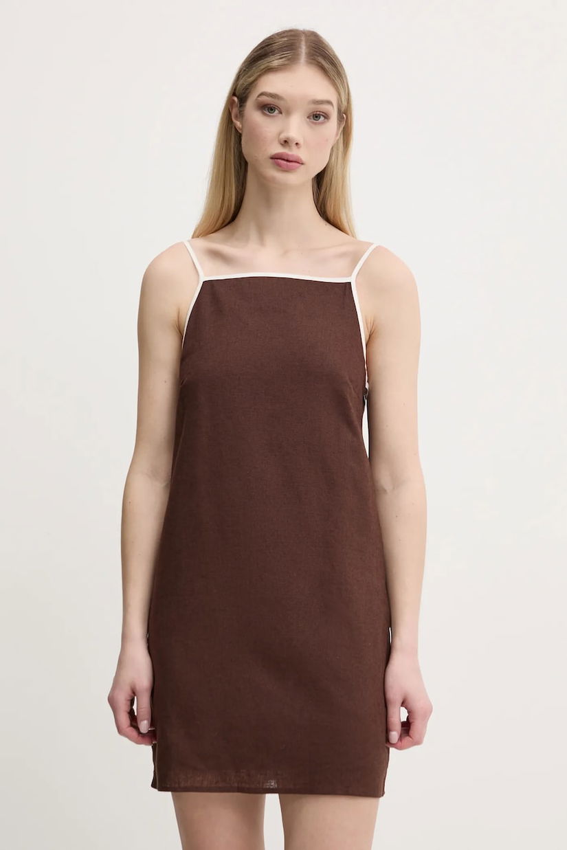 Abercrombie & Fitch rochie din in culoarea maro, mini, dreaptă, KI159-5662