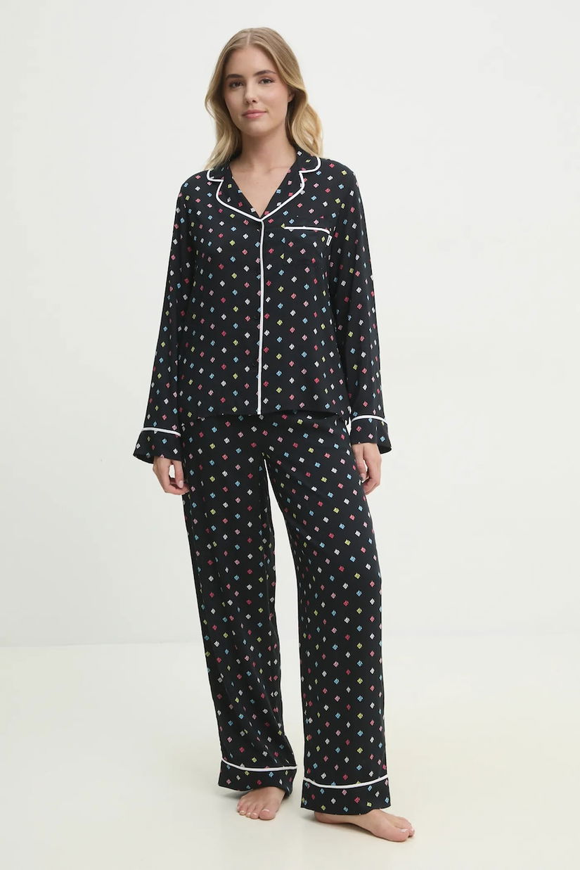 Dkny pijama femei, culoarea negru, YI90043
