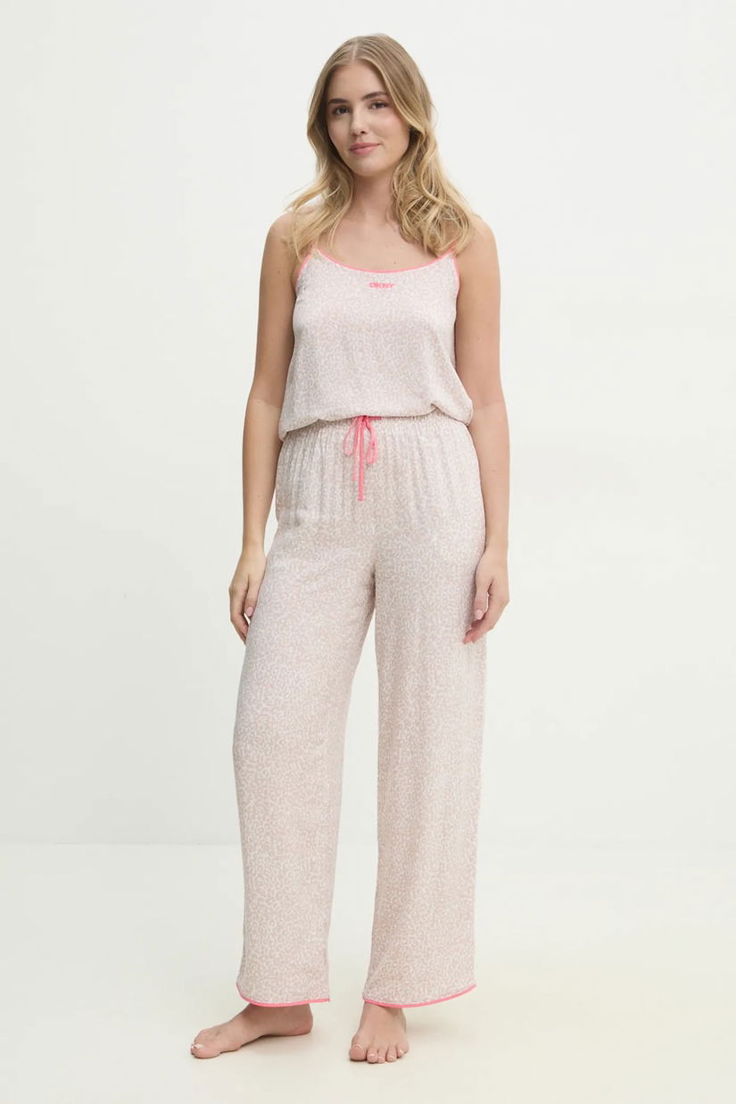 Dkny pijama femei, culoarea bej, YI80043
