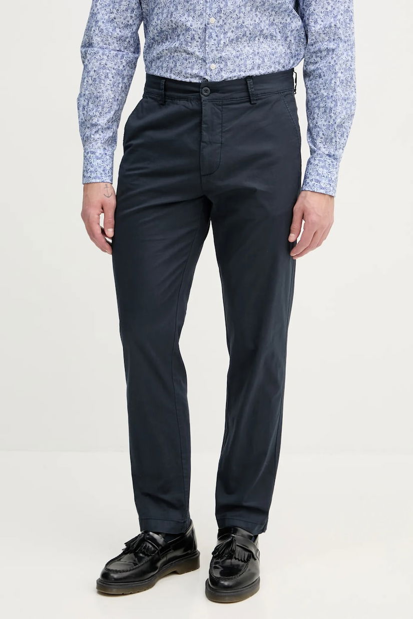 Pepe Jeans pantaloni SLIM CHINO POPLIN bărbați, culoarea bleumarin, drept, PM211873