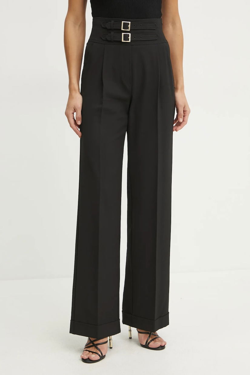 Marella pantaloni AGUZZE femei, culoarea negru, lat, high waist, 2513131011200