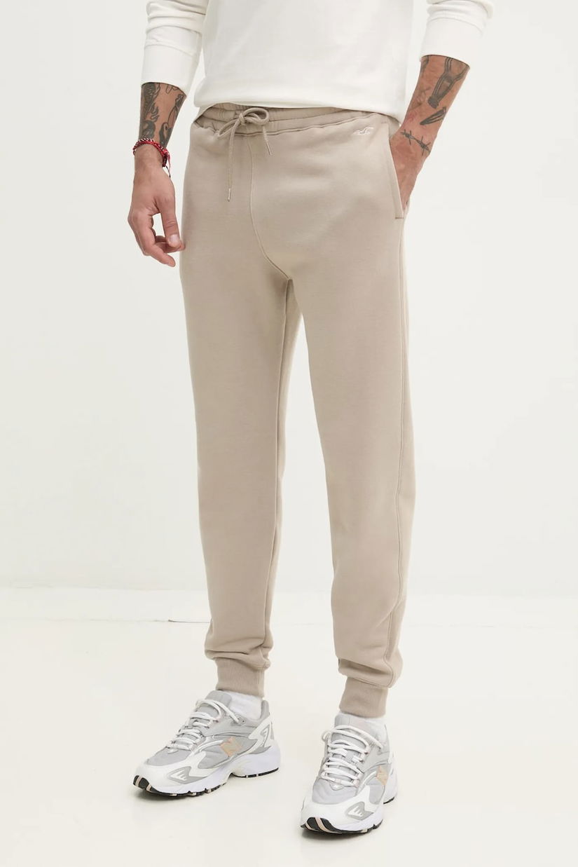 Hollister Co. pantaloni de trening bărbați, culoarea bej, uni, KI334-5016