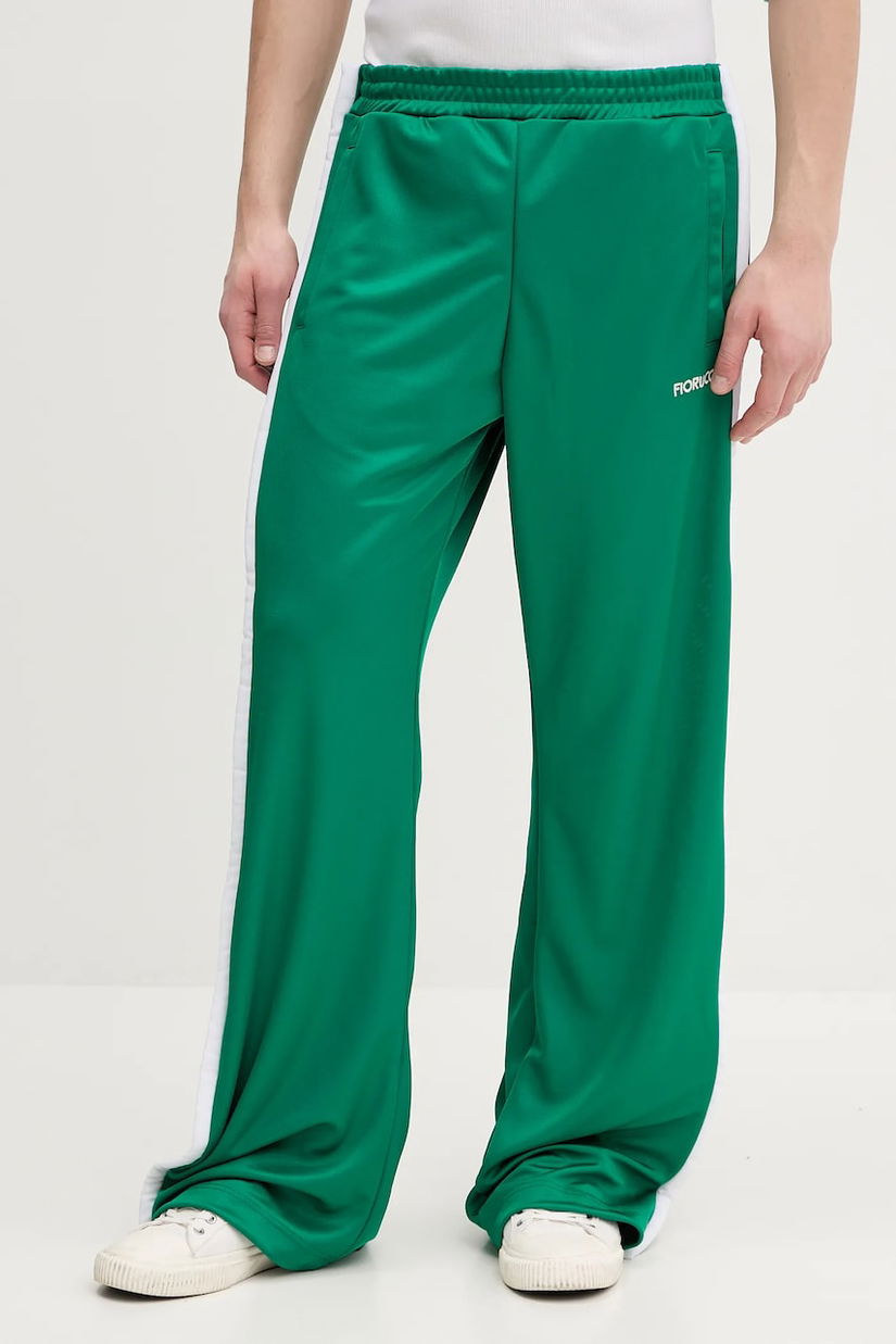 Fiorucci pantaloni de trening Puffy Piping Track Trousers bărbați, culoarea verde, cu imprimeu, U02SPBPA057PL01GN02