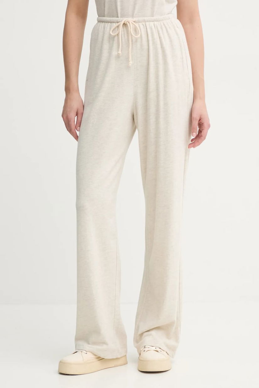 American Vintage pantaloni de trening femei, culoarea gri, neted, YPA05AE25