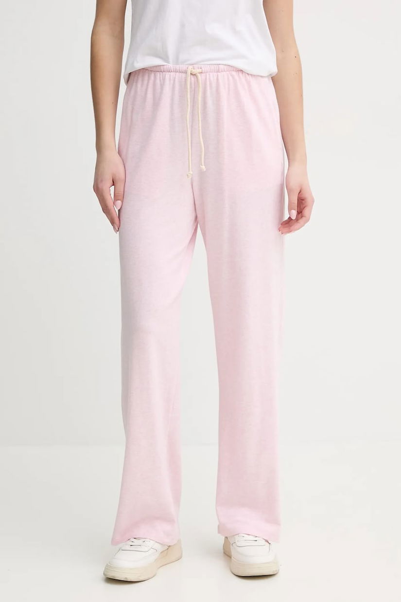 American Vintage pantaloni de trening femei, culoarea roz, neted, YPA05AE25