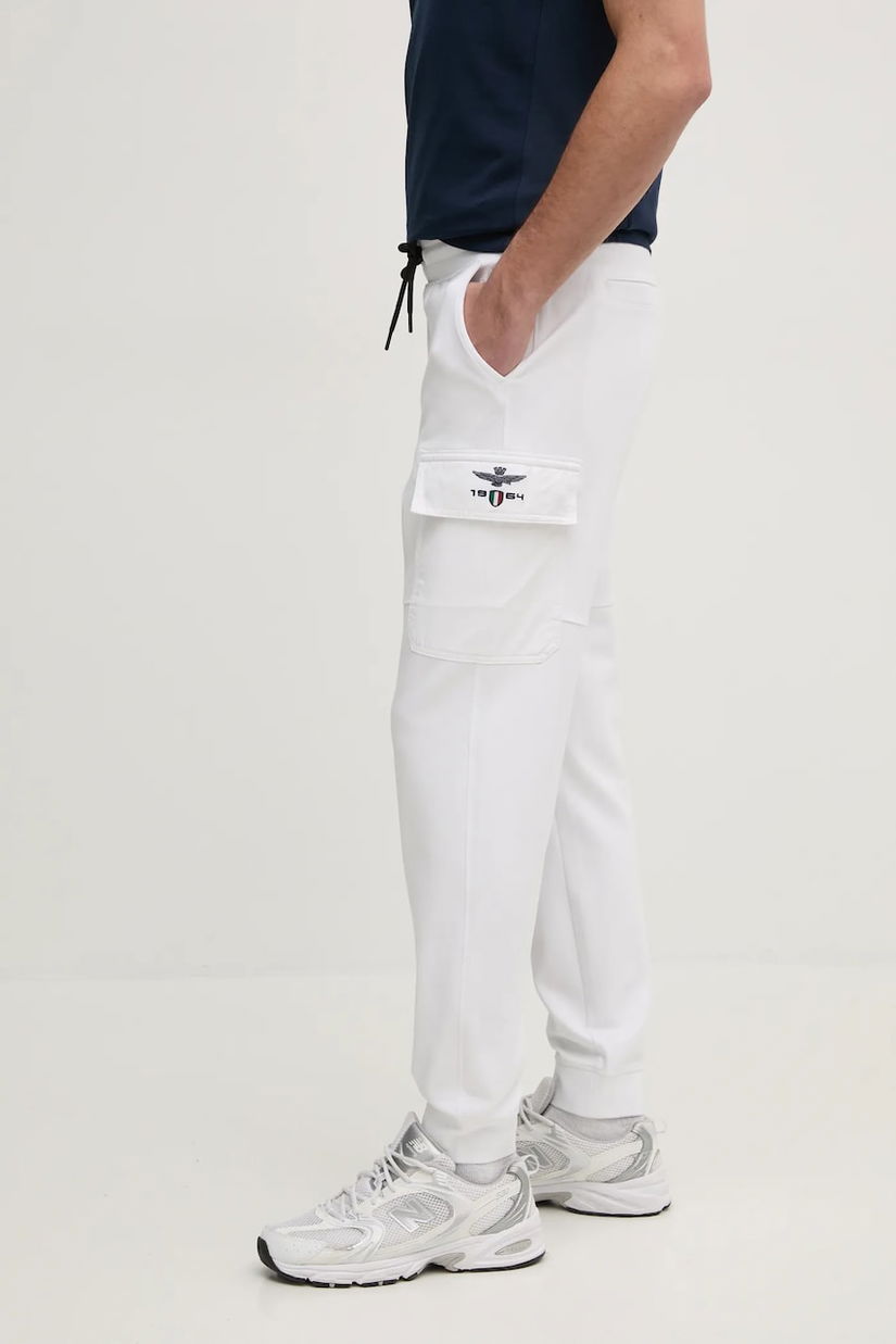 Aeronautica Militare pantaloni de trening bărbați, culoarea alb, cu imprimeu, PF964F559