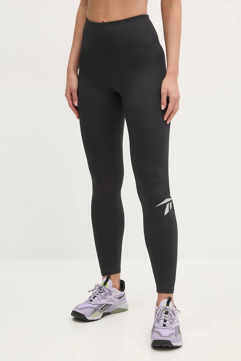 Reebok leggins de alergare culoarea negru, cu imprimeu, 100222316