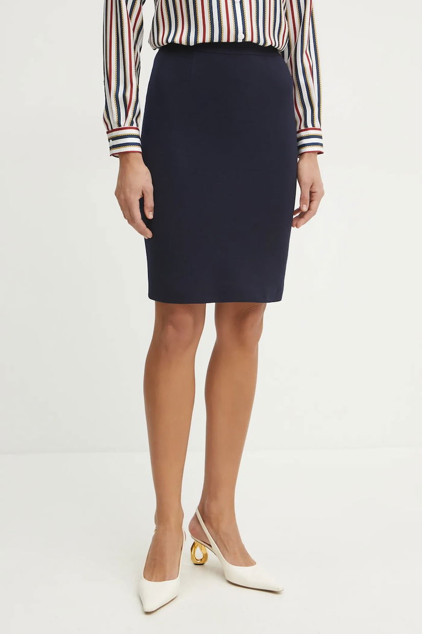 Luisa Spagnoli fustă de lână culoarea bleumarin, mini, creion, 541738