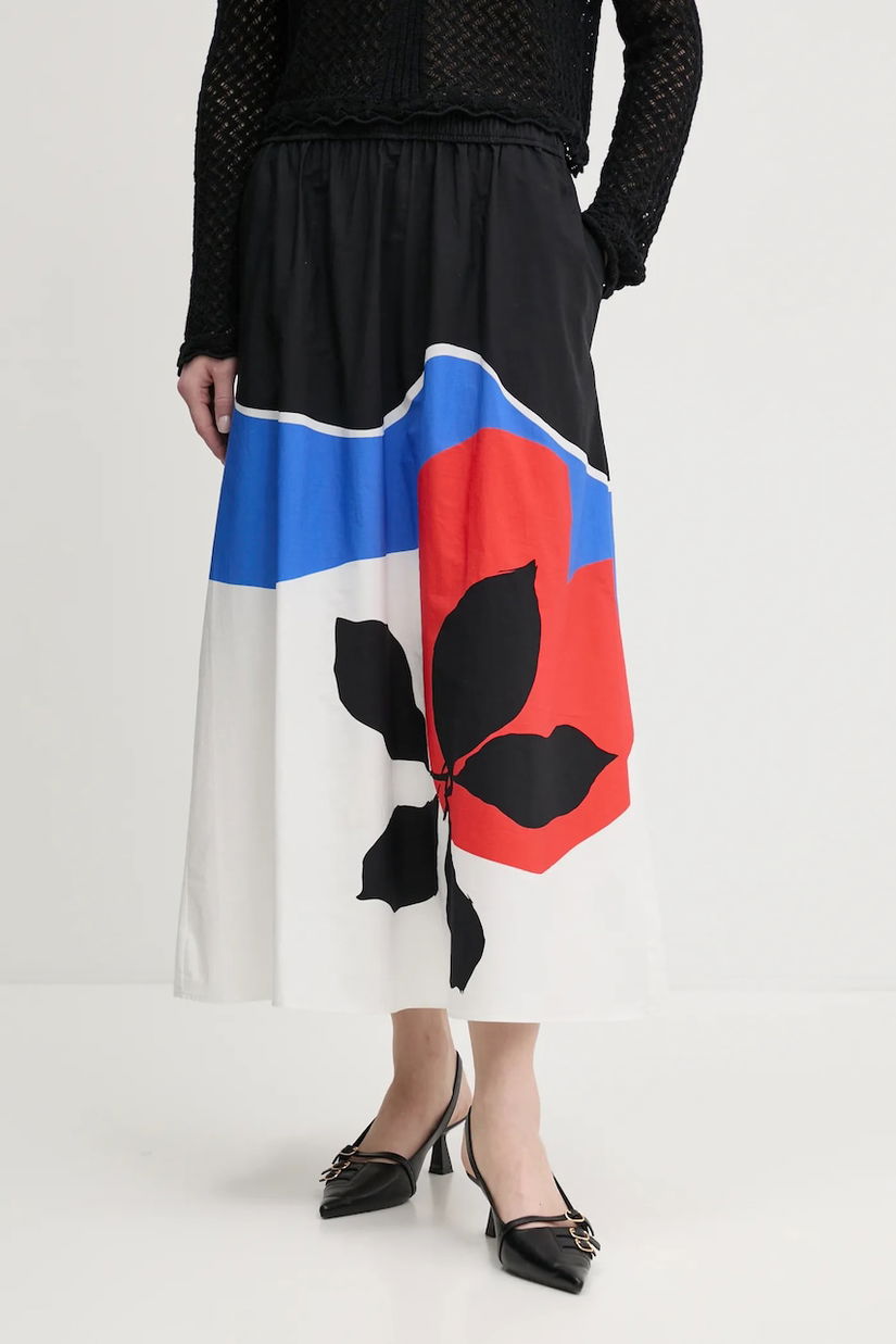 Desigual fustă din bumbac FLOR ONDAS_LACROIX culoarea negru, maxi, evazati, 25SWFW14