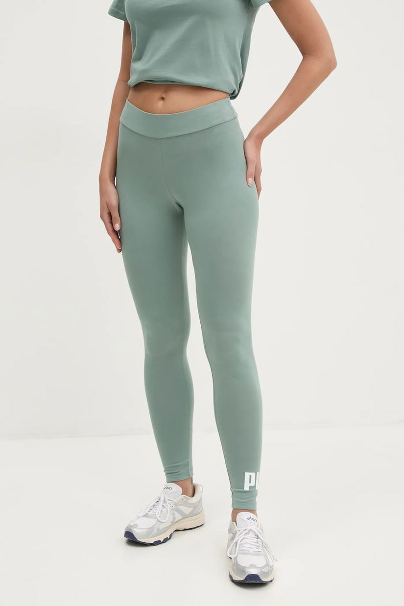 Puma colanti femei, culoarea verde, cu imprimeu, 682427