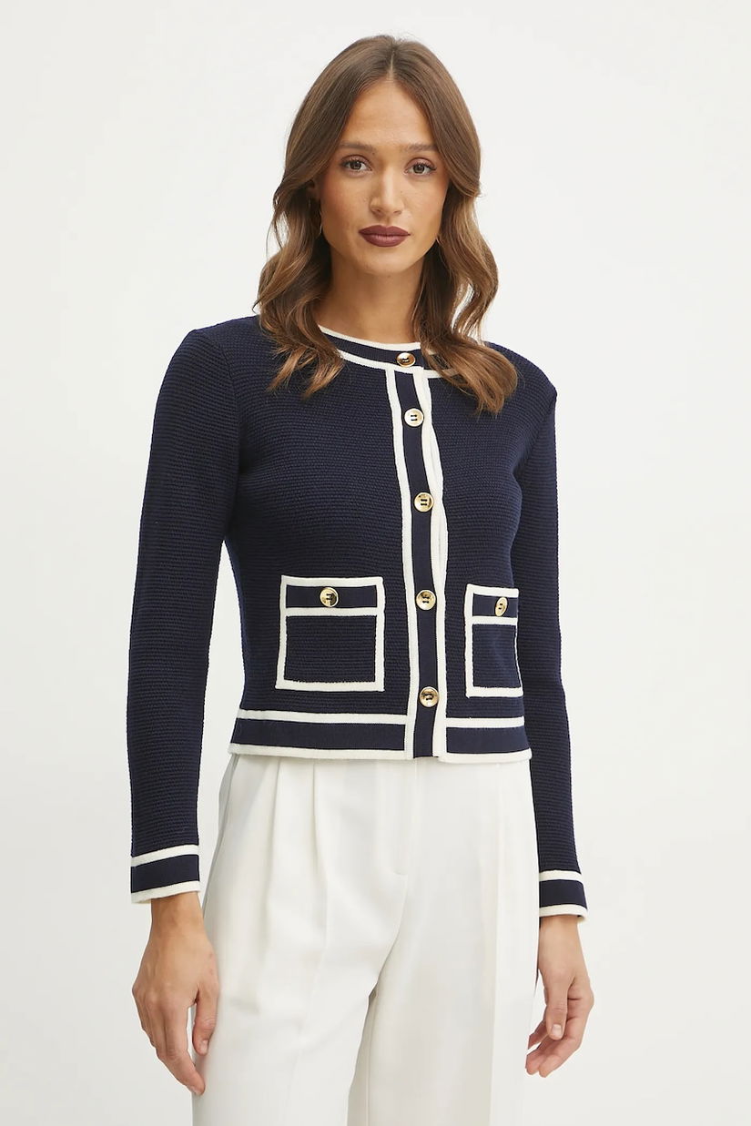 Luisa Spagnoli cardigan din lână femei, culoarea bleumarin, 58615