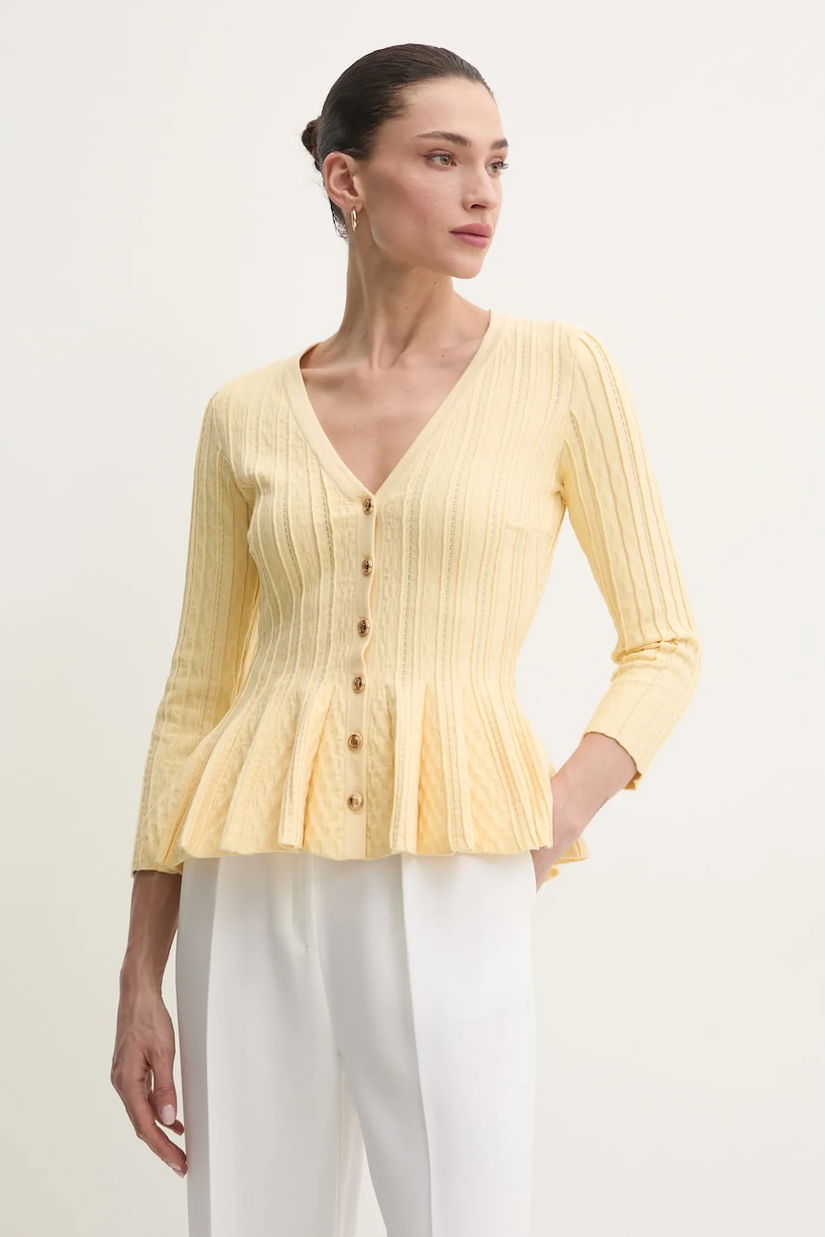 Elisabetta Franchi cardigan femei, culoarea galben, MK50B51E2