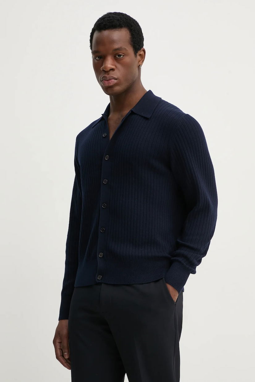 Filippa K cardigan din lana barbati, culoarea albastru marin, 31320