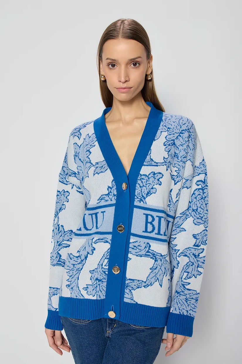 Bizuu cardigan din bumbac FLORANA femei, FLORANA NIEBIESKI
