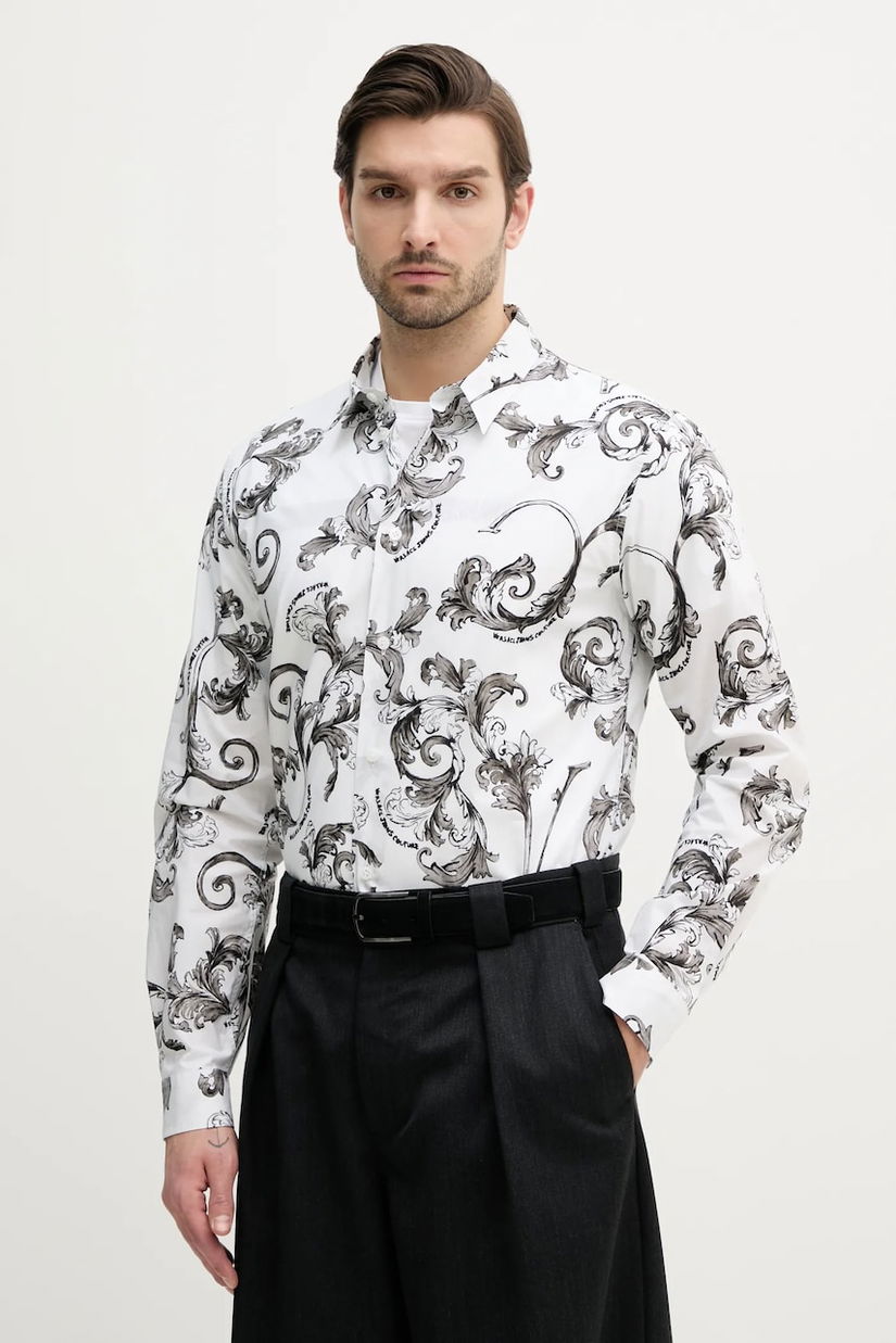 Versace Jeans Couture cămașă din bumbac bărbați, culoarea alb, cu guler clasic, regular, 78GAL2S0 NS630