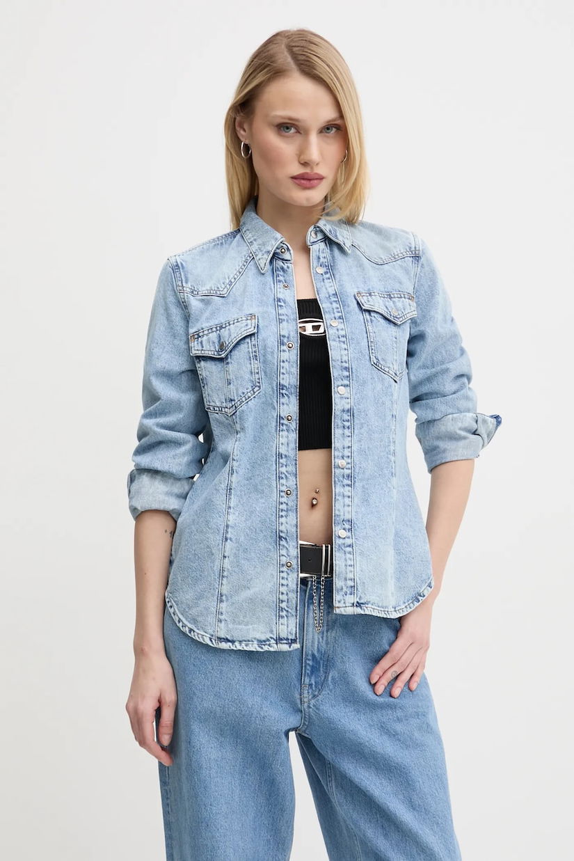 Diesel cămașă din denim DE-WAVES SHIRT femei, cu guler clasic, regular, A09966.068KC