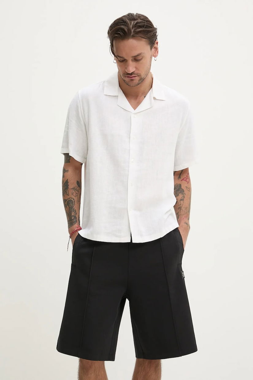 Abercrombie & Fitch cămașă bărbați, culoarea bej, relaxed, KI125-5075