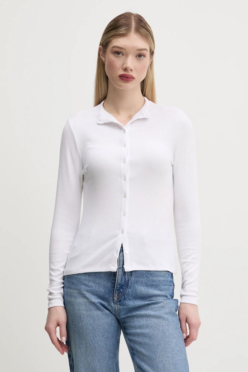 Abercrombie & Fitch bluza femei, culoarea alb, neted, KI139-5202