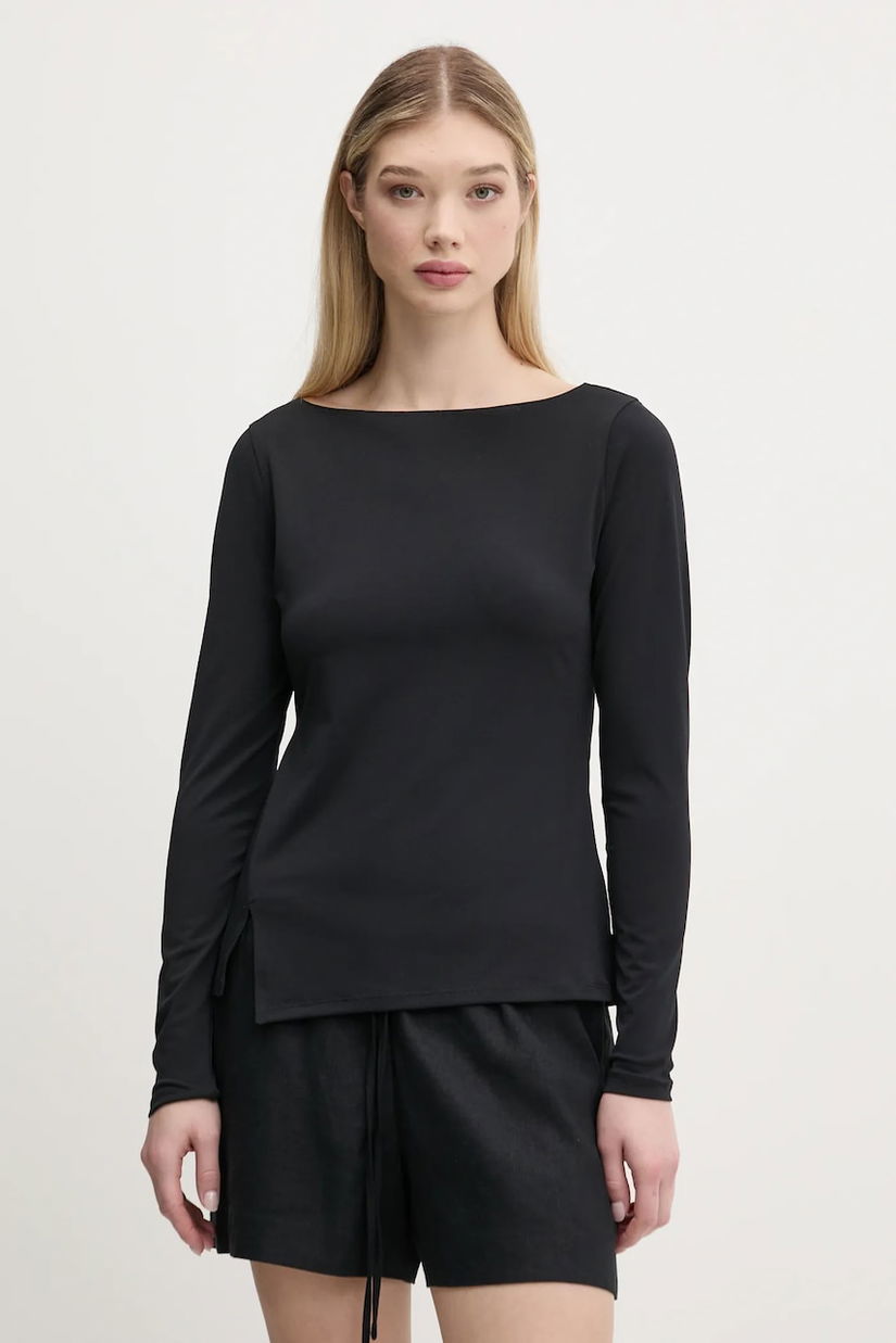 Abercrombie & Fitch bluză femei, culoarea negru, uni, KI139-5210