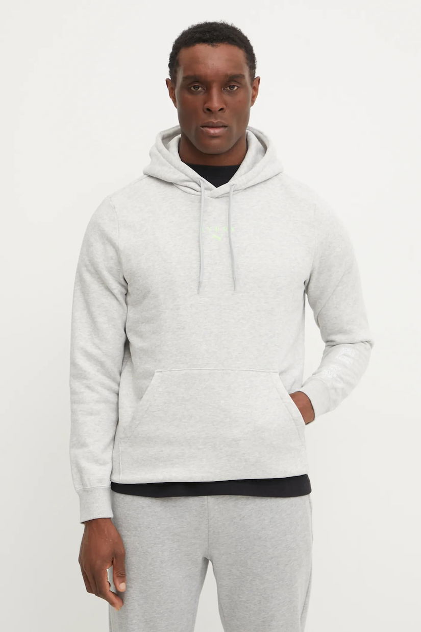Puma hanorac de antrenament PUMA x HYROX culoarea gri, cu glugă, cu imprimeu, 526896