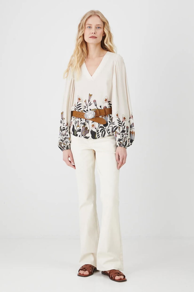 Medicine bluza femei, culoarea bej, cu imprimeu