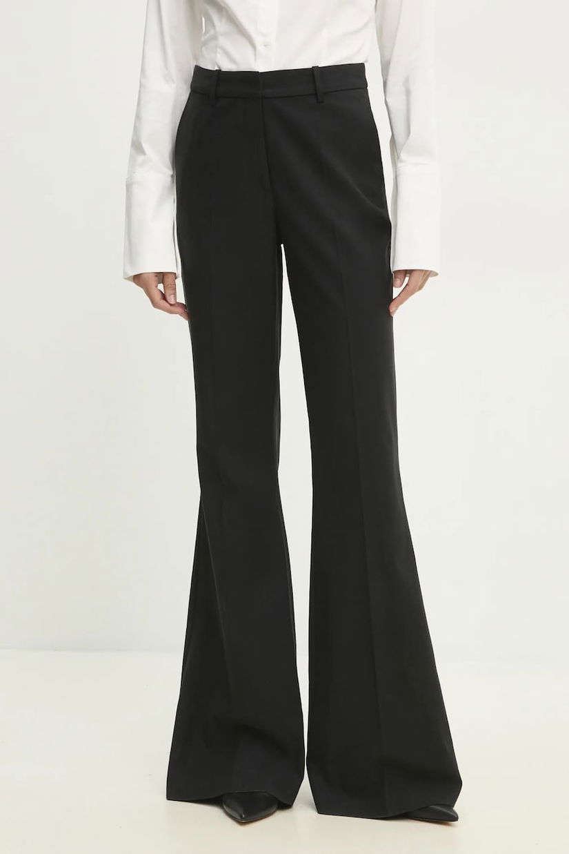 Answear Lab pantaloni de costum evazați culoarea negru, evazati, high waist