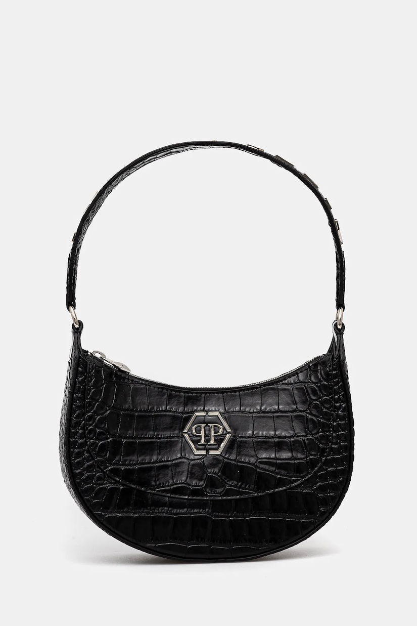 Philipp Plein poseta de piele culoarea negru, SAEA WBA2064 PLE010N