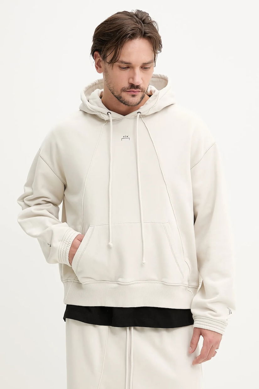 A-COLD-WALL* hanorac de bumbac Millbank Hoodie barbati, culoarea bej, cu glugă, neted, ACWMW197