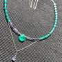 Colier argint iolit onix verde gradient degrade briolete bicolor minimalist boho chic trendy - Transport gratuit