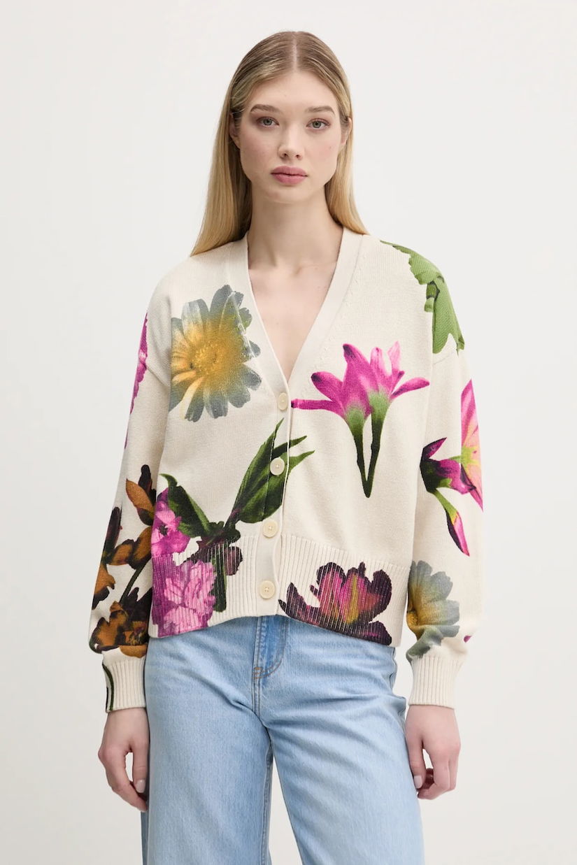 Desigual cardigan VANIA femei, culoarea bej, 25SWJF34