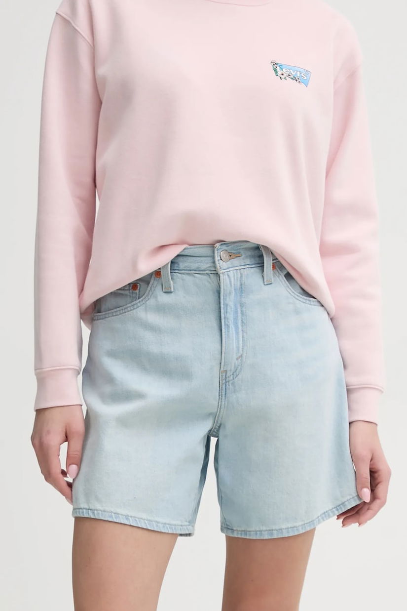 Levi's pantaloni scurti jeans HIGH BAGGY SHORT femei, neted, high waist, A9311