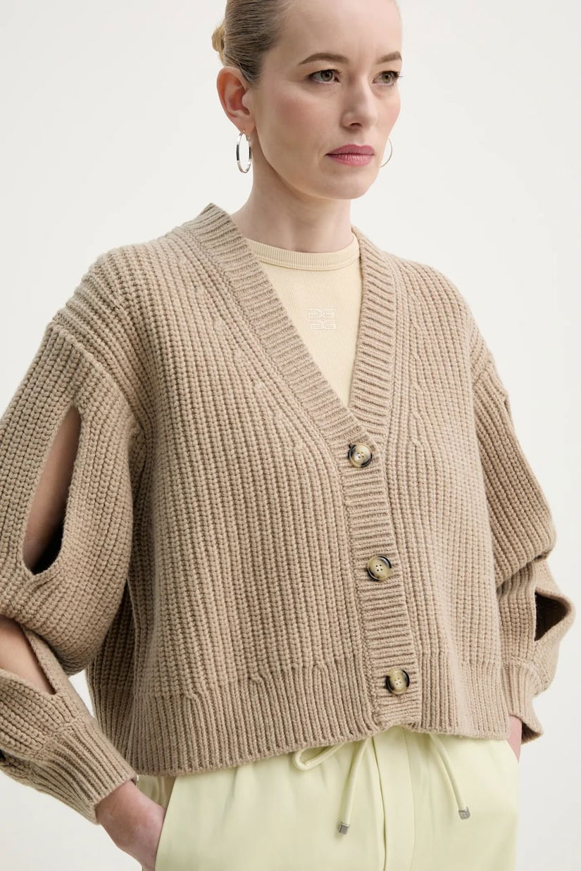 Nanushka cardigan din lana KAROLIN femei, culoarea bej, NW25RSCA11974