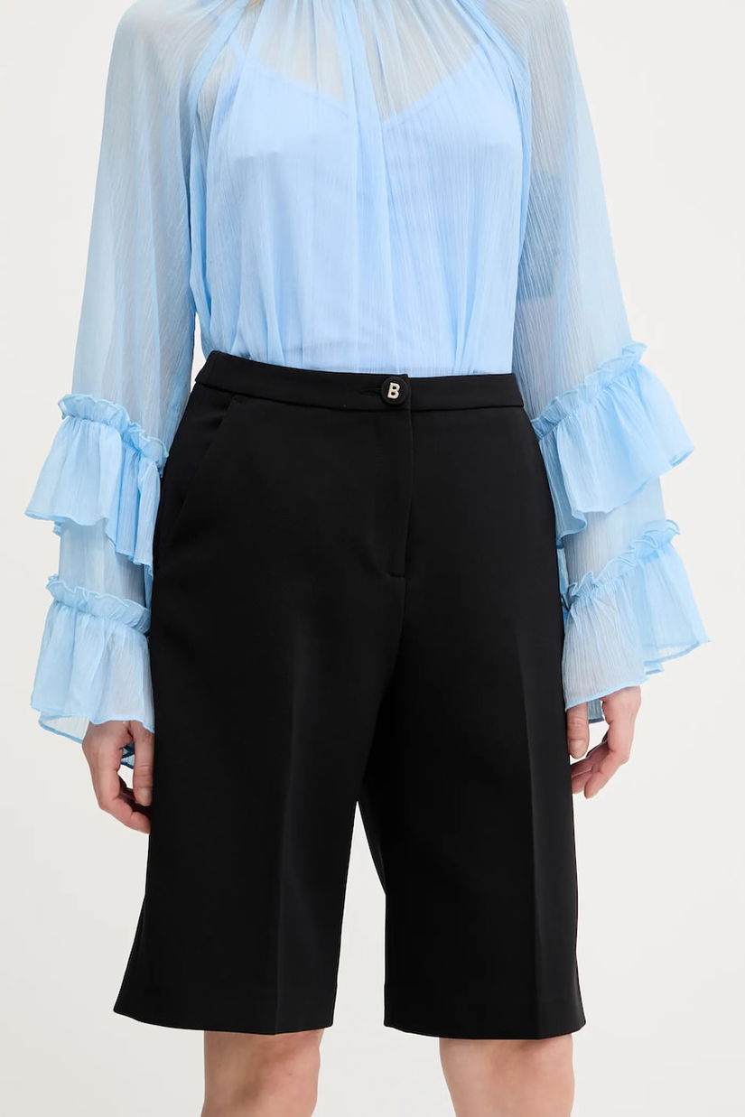 Blugirl Blumarine pantaloni scurti femei, culoarea negru, neted, high waist, RA5156.T2968