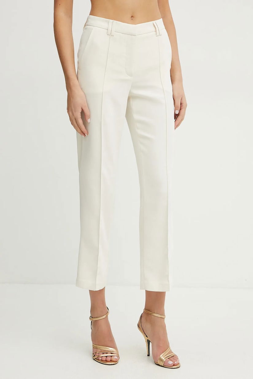Silvian Heach pantaloni NIKAN femei, culoarea bej, drept, medium waist, GPP25397PA