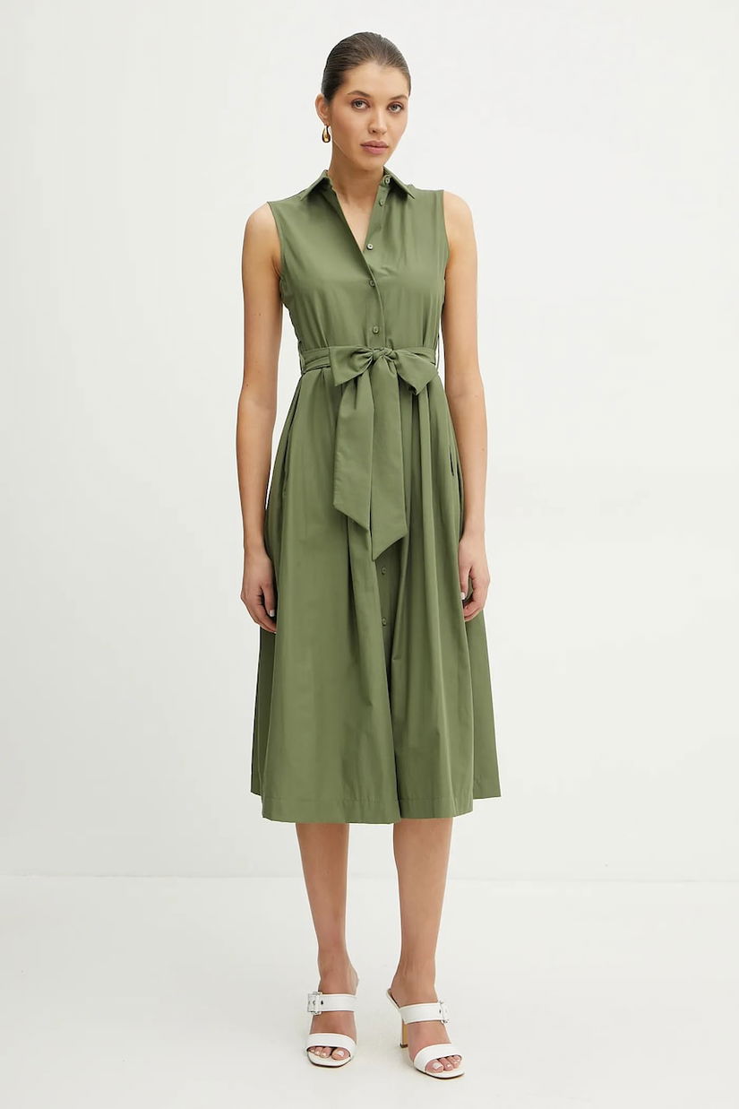 Silvian Heach rochie PORDERO culoarea verde, midi, evazată, GPP25450VE