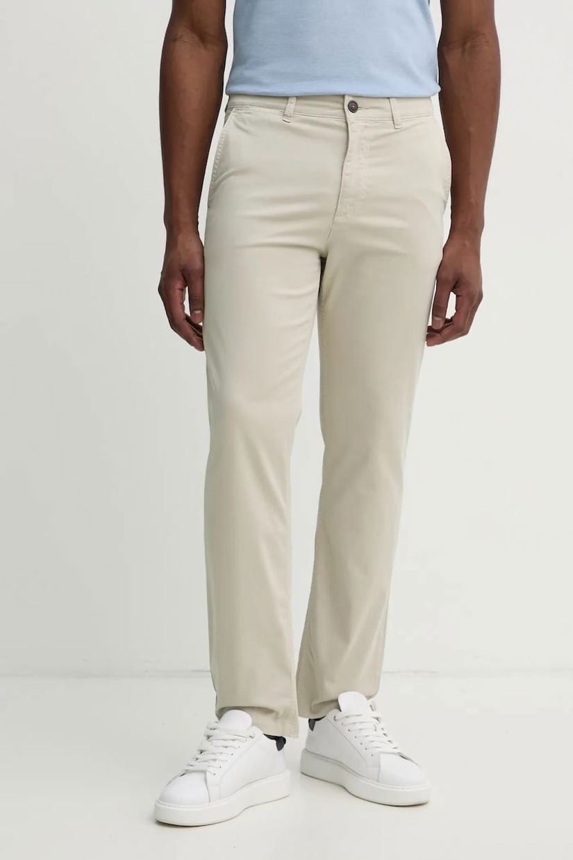 BOSS Orange pantaloni barbati, culoarea bej, drept, 50534378