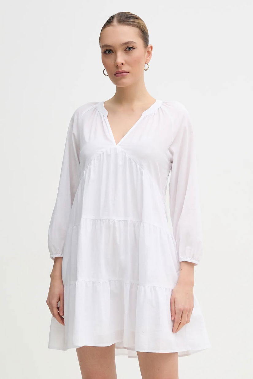Dkny rochie din bumbac culoarea alb, mini, evazată, DJ4D9021