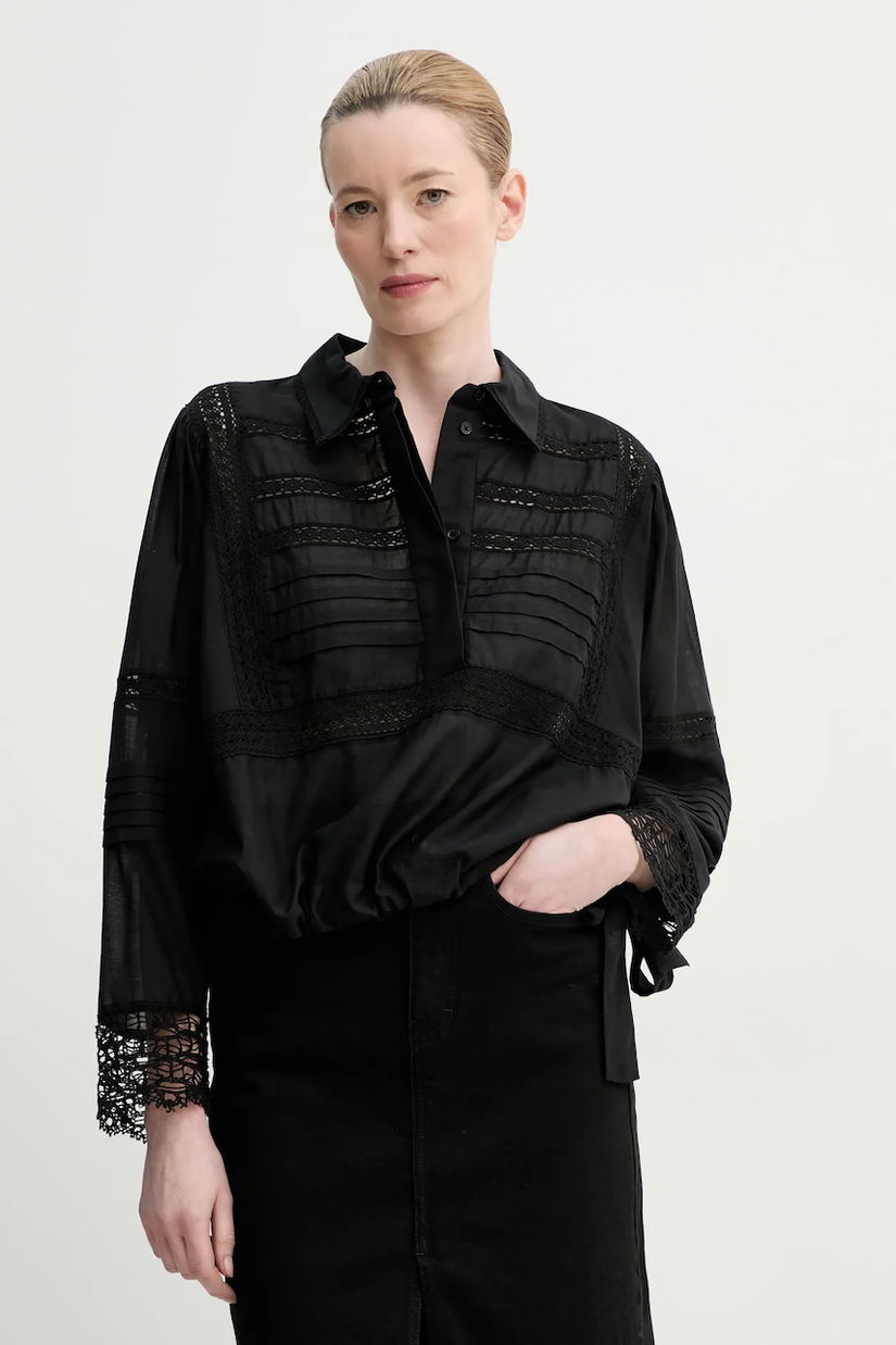MUNTHE bluza FERDIE femei, culoarea negru, neted, 251102025128