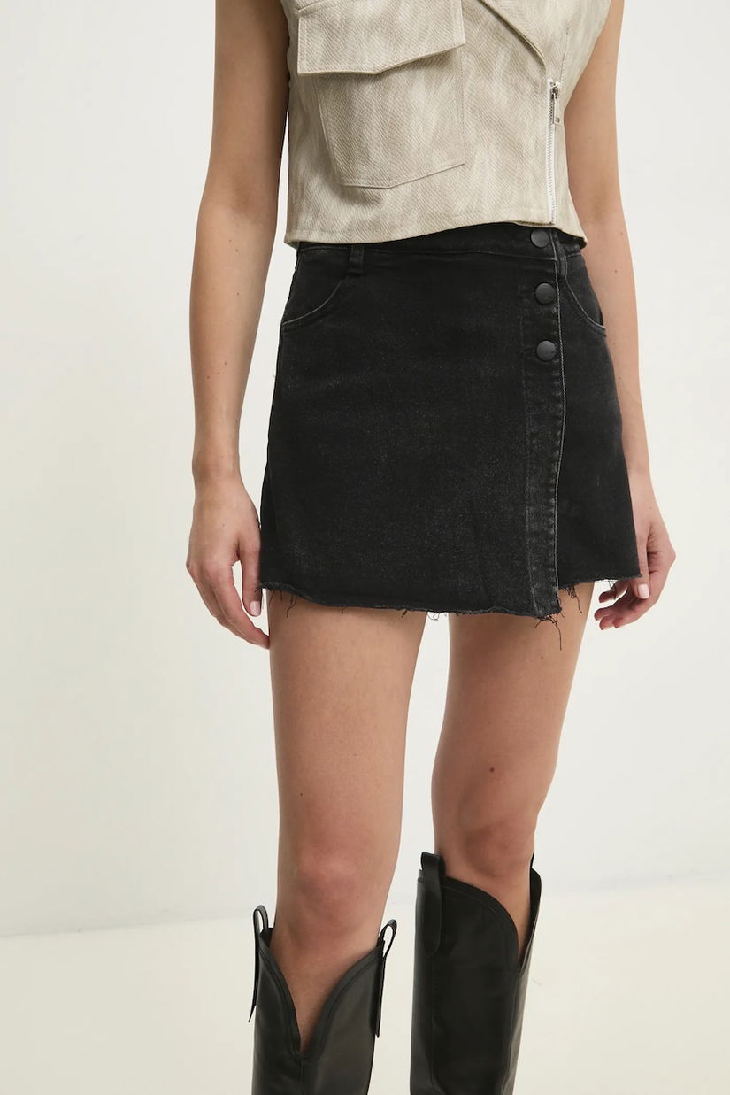 Answear Lab fustă și pantaloni denim femei, culoarea negru, neted, high waist