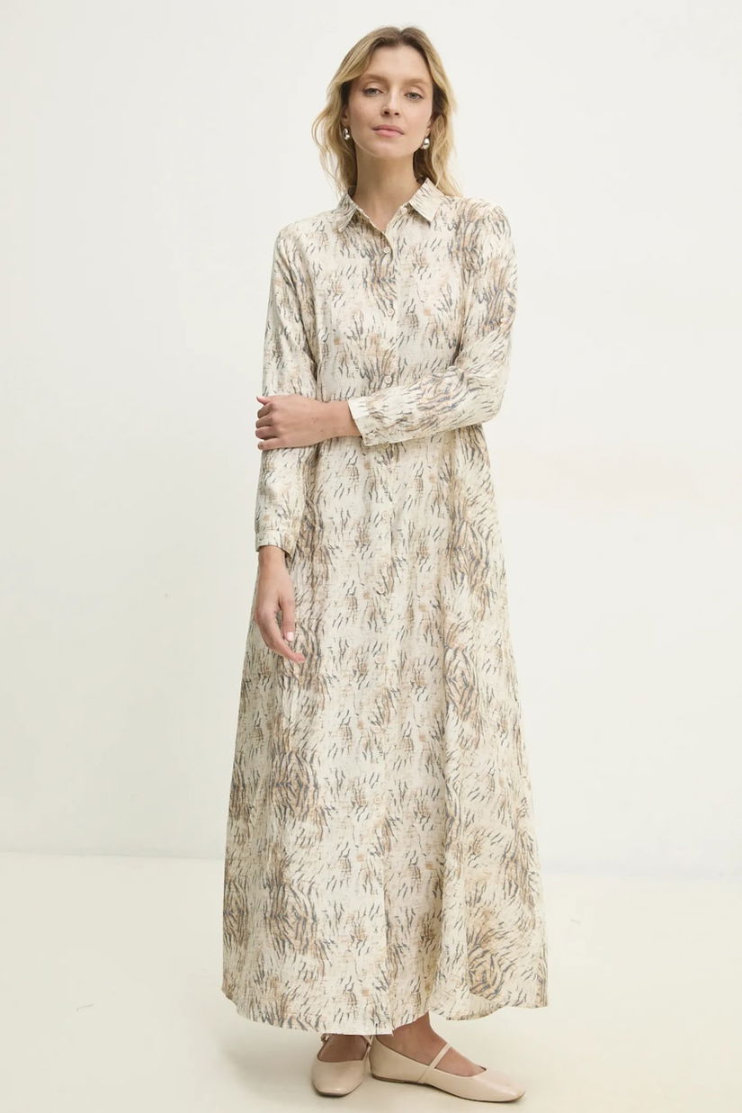 Answear Lab rochie culoarea bej, maxi, evazată