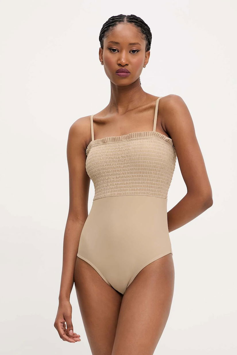 Answear Lab costum de baie dintr-o bucată culoarea bej, cupa usor rigidizata