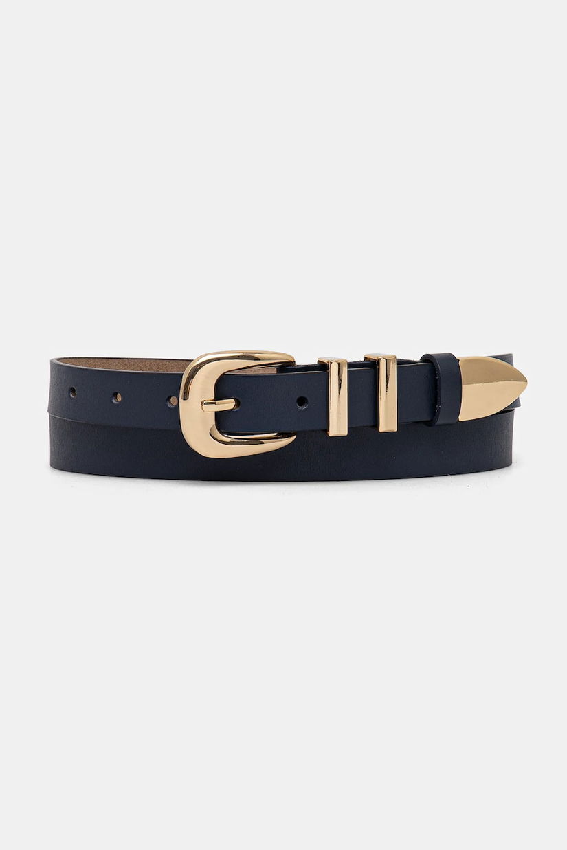 Answear Lab curea de piele femei, culoarea albastru marin