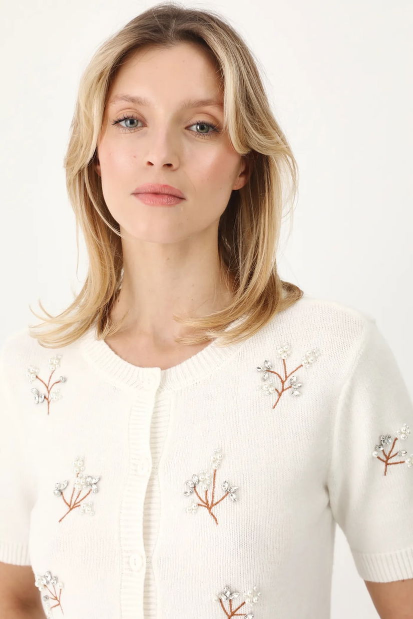 Medicine cardigan din amestec de lana femei, culoarea bej, light