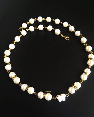 colier perle naturale seashell albe si accesorii aurite