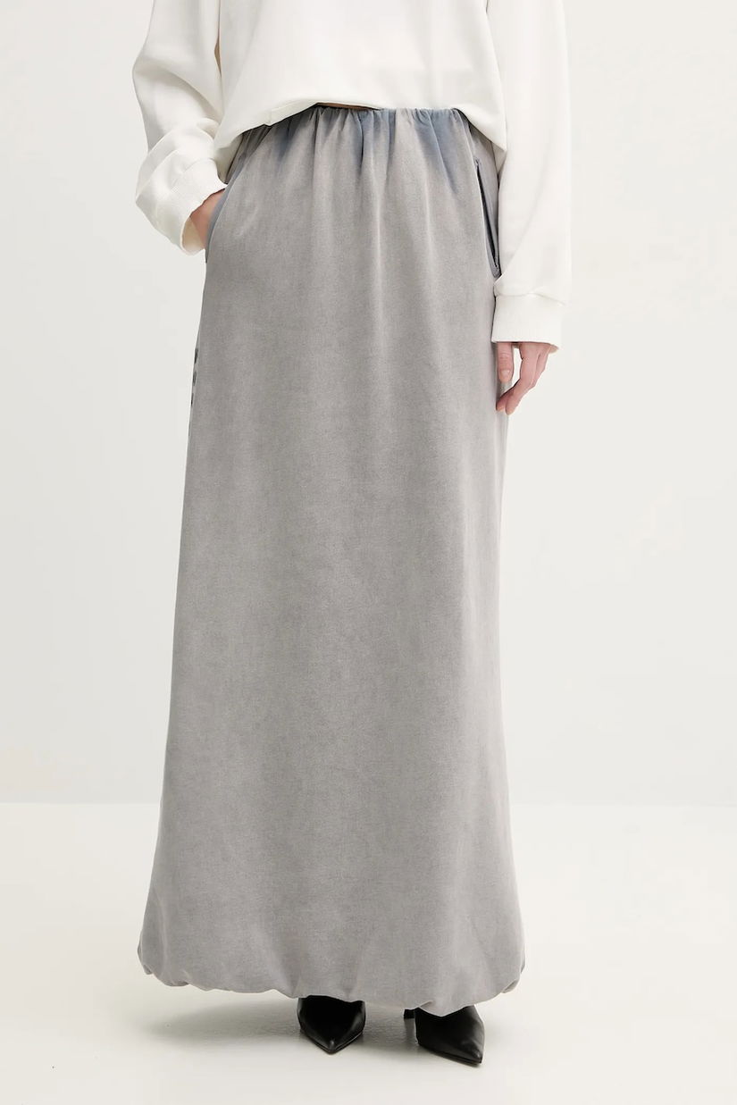Diesel fusta din bumbac culoarea gri, maxi, drept, A16098.0BMBK