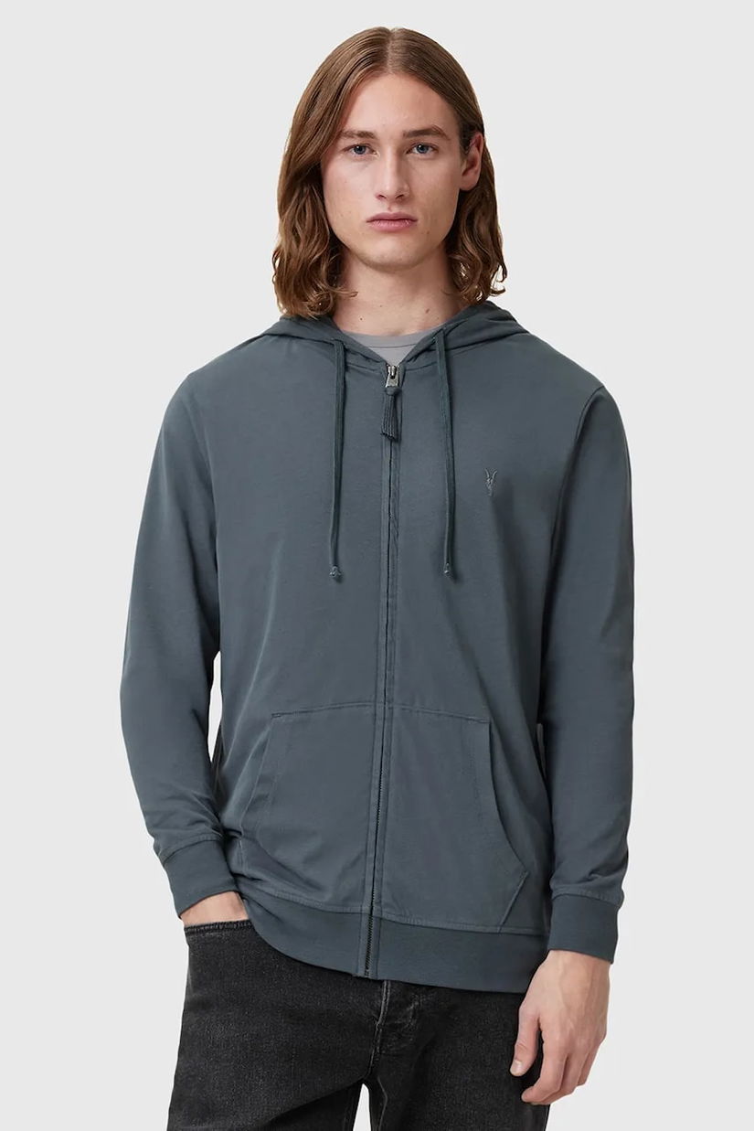 AllSaints hanorac de bumbac BRACE barbati, cu glugă, neted, M032JB
