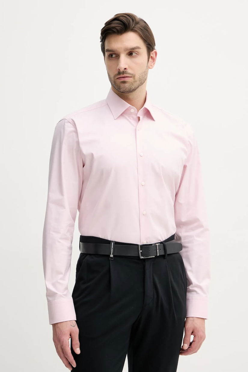 BOSS camasa barbati, culoarea roz, cu guler clasic, regular, 50527242