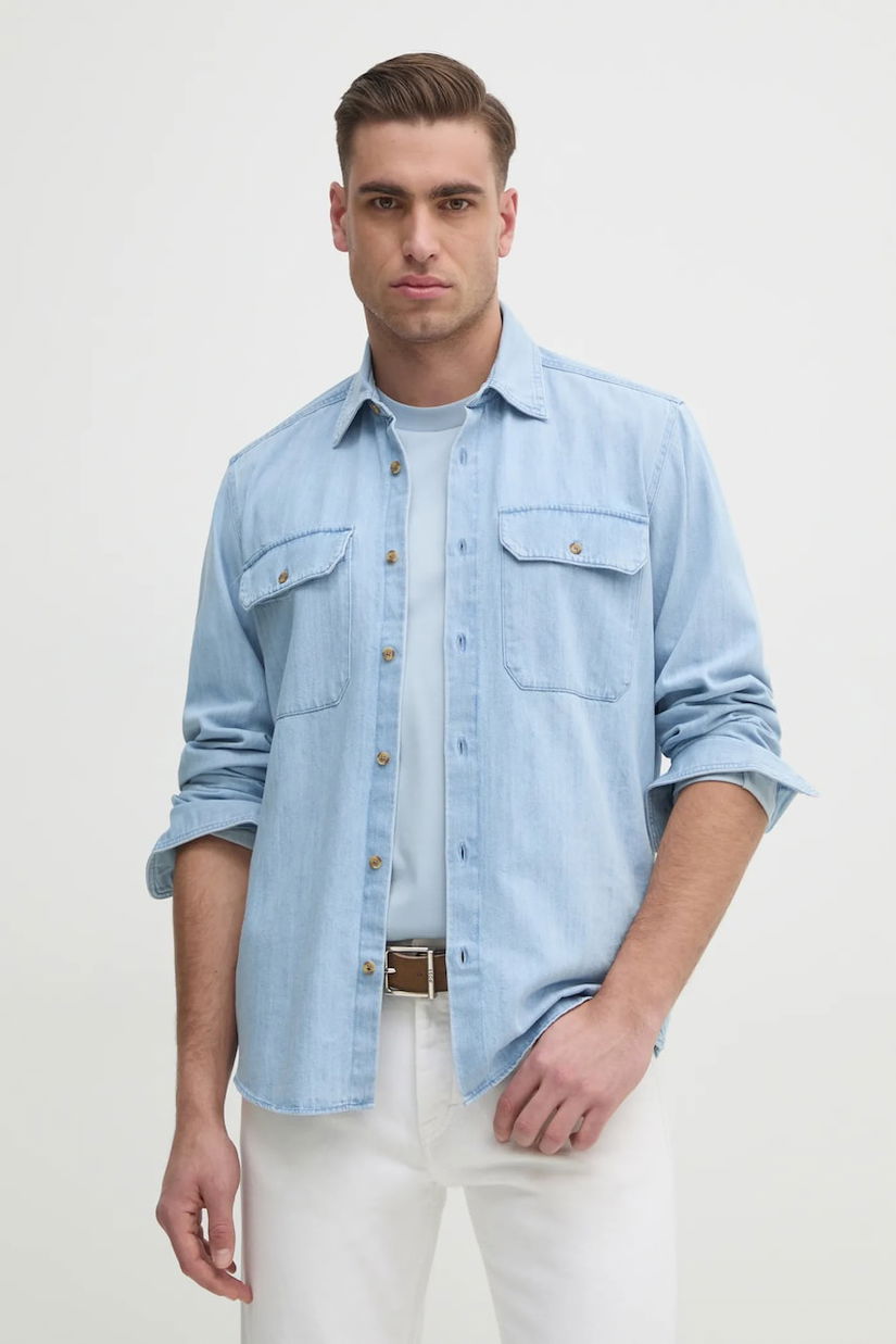 BOSS camasa jeans barbati, cu guler clasic, regular, 50527795