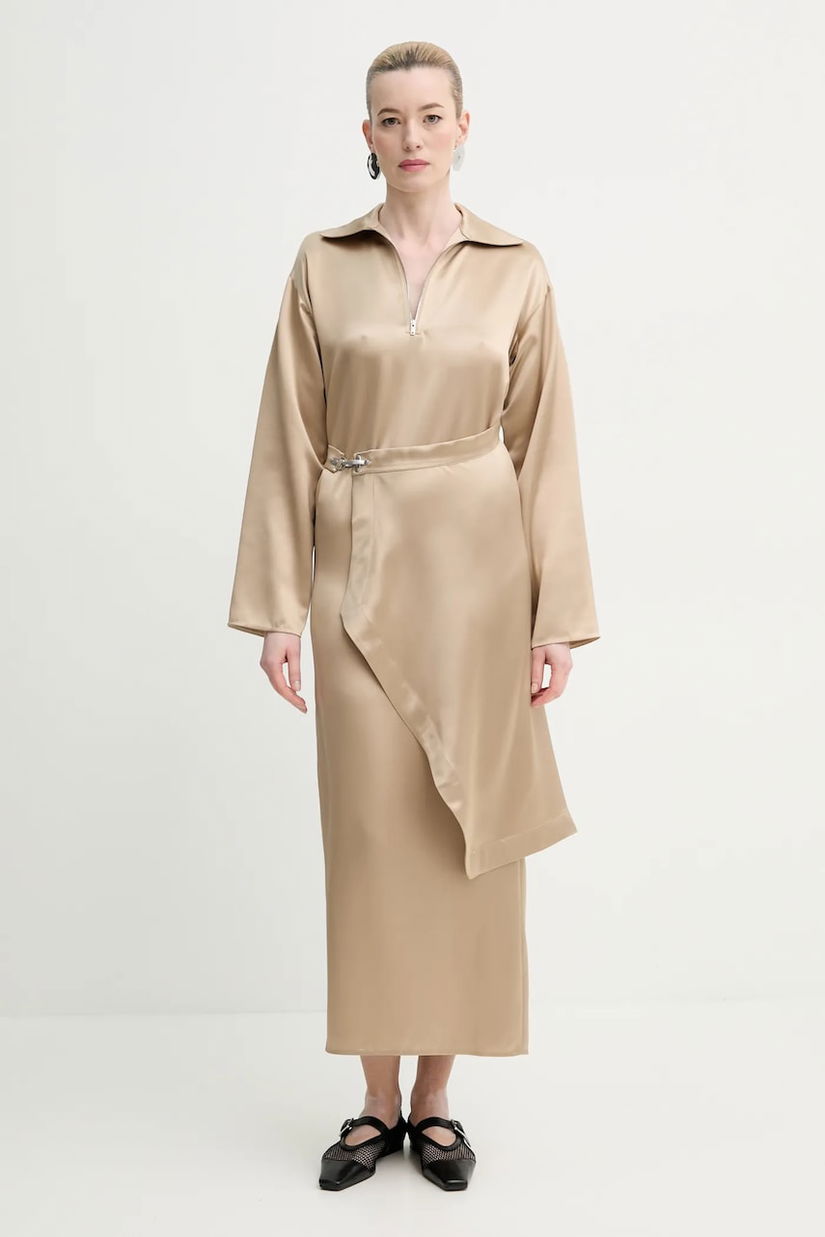 Nanushka rochie COLTER culoarea bej, midi, dreaptă, NW25RSDR02672