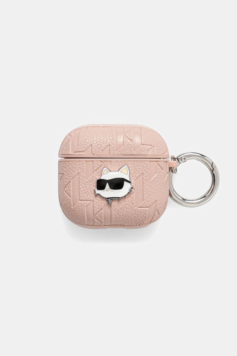 Karl Lagerfeld husa airpods 4 culoarea roz, KLA4PGCHPP
